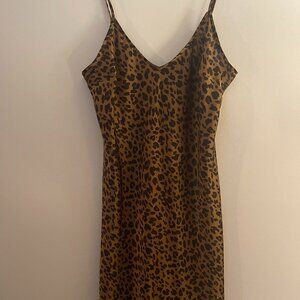 A New Day Leopard Print Silky Slip Dress, Small, Never Worn!